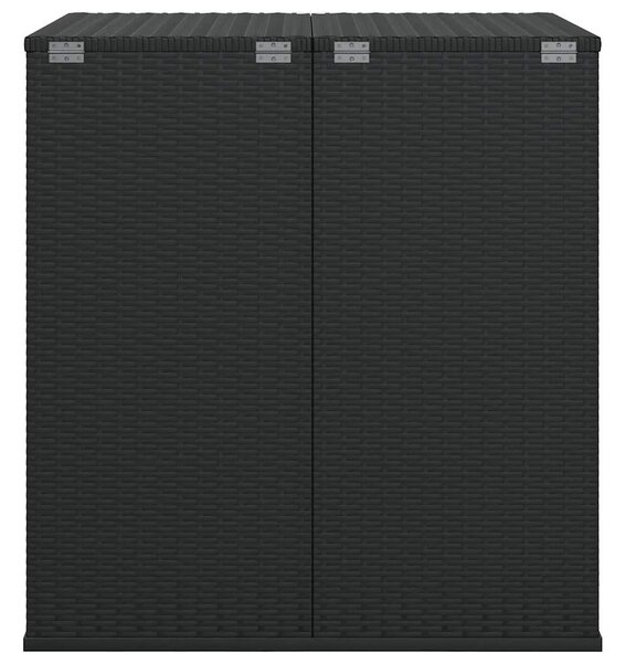 Kutija za vrtne jastuke od PE ratana 100 x 97 5 x 104 cm crna - Crna 100 x 97.5 x 104 cm Crna 100 x 97.5 x 104 cm