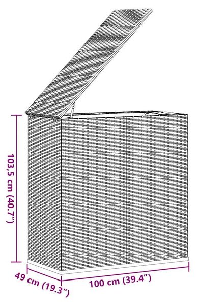 Kutija za vrtne jastuke od PE ratana 100 x 49 x 103 5 cm siva - Siva 100 x 49 x 103.5 cm Siva 100 x 49 x 103.5 cm