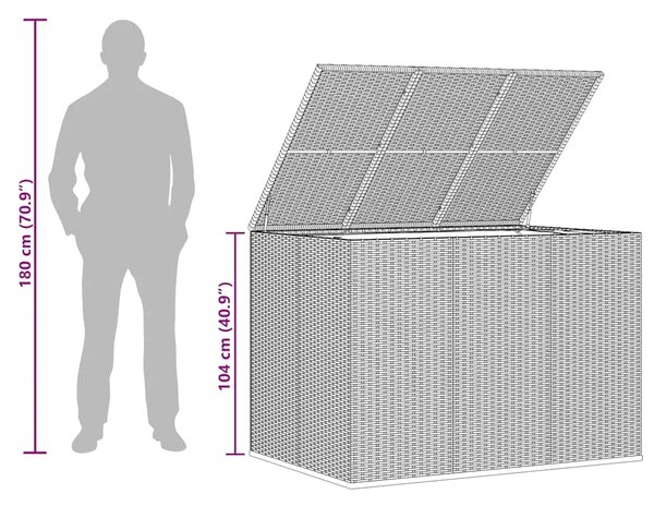 Kutija za vrtne jastuke od PE ratana 145 x 100 x 103 cm siva - Siva 145 x 100 x 103 cm Siva 145 x 100 x 103 cm