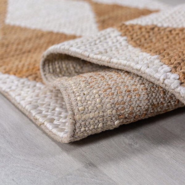 Bijeli/u prirodnoj boji ručno rađen tepih od mješavine jute 120x170 cm Effie Diamond – Flair Rugs