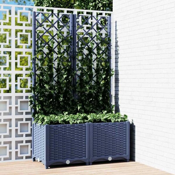 Vrtna žardinjera s rešetkom plavo-siva 80x40x136 cm PP - Plavo-siva 80 x 40 x 136 cm 1 Plavo-siva