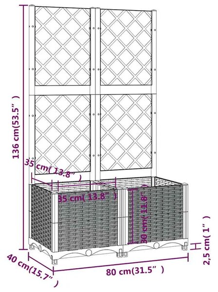 Vrtna žardinjera s rešetkom plavo-siva 80x40x136 cm PP - Plavo-siva 80 x 40 x 136 cm 1 Plavo-siva