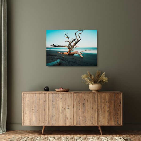 Staklena slika - Naplavine na plaži (70x50 cm)