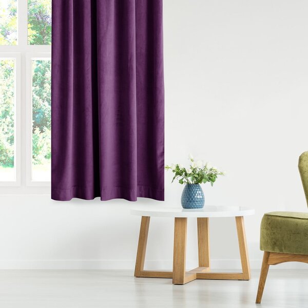 Ljubičasta zavjesa za djelomično zamračenje od samta 140x270 cm Eyelets – Restilo