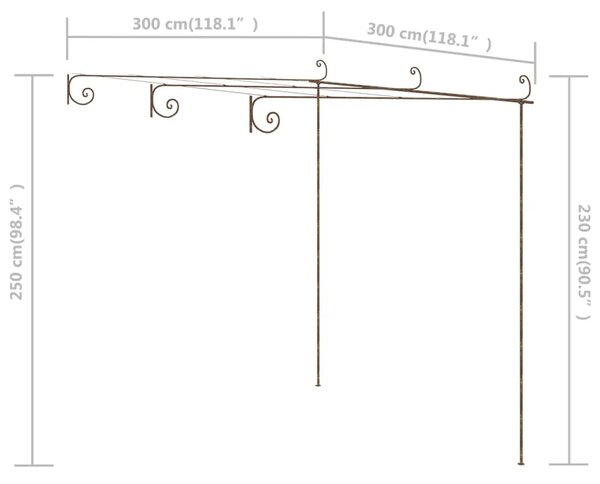 Vrtna pergola antikna smeđa 3 x 3 x 2 5 m željezna - 3 x 3 x 2.5 m 1 3 x 3 x 2.5 m