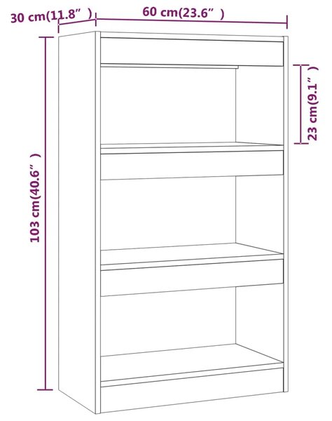 Ormarić za knjige / pregrada sivi hrast 60 x 30 x 103 cm drveni - Sivi hrast sonoma 1 Sivi hrast sonoma