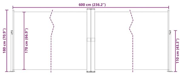 Uvlačiva bočna tenda krem 180 x 600 cm - Krema 180 x 600 cm 1 Krema
