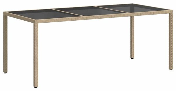 Vrtni stol bež 190 x 90 x 75 cm od kaljenog stakla i poliratana - Bež 1 Bež