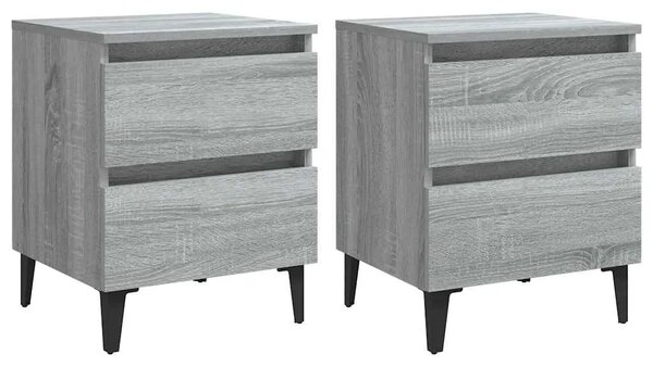 Noćni ormarići s metalnim nogama 2 kom sivi hrast 40x35x50 cm - Sivi hrast sonoma 2 Sivi hrast sonoma 2