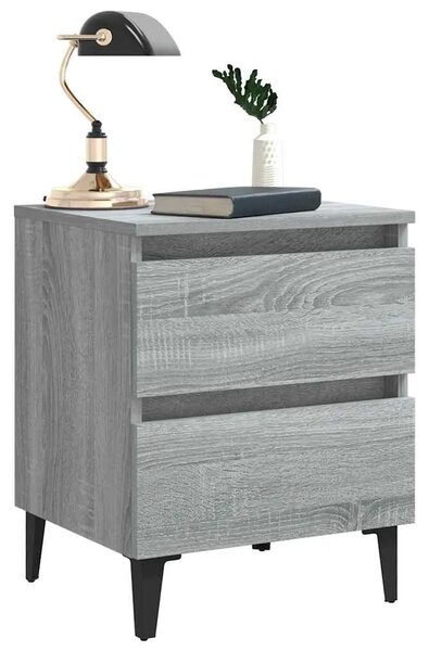 Noćni ormarići s metalnim nogama 2 kom sivi hrast 40x35x50 cm - Sivi hrast sonoma 2 Sivi hrast sonoma 2