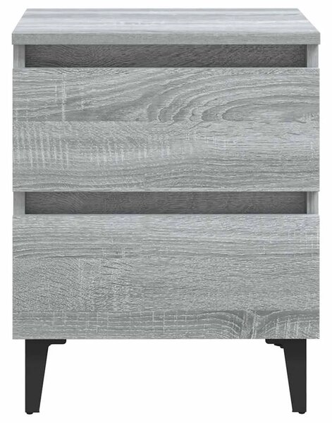 Noćni ormarići s metalnim nogama 2 kom sivi hrast 40x35x50 cm - Sivi hrast sonoma 2 Sivi hrast sonoma 2
