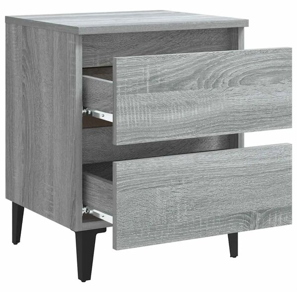 Noćni ormarići s metalnim nogama 2 kom sivi hrast 40x35x50 cm - Sivi hrast sonoma 2 Sivi hrast sonoma 2