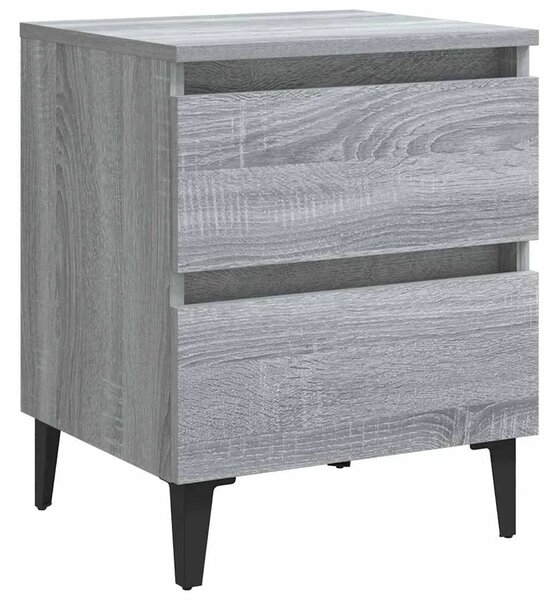 Noćni ormarići s metalnim nogama 2 kom sivi hrast 40x35x50 cm - Sivi hrast sonoma 2 Sivi hrast sonoma 2
