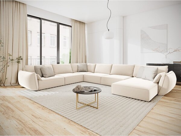 Bež baršunasti kutna garnitura (s lijevim kutom/u obliku slova "U") Vanda – Mazzini Sofas