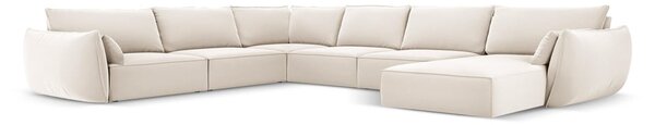 Bež baršunasti kutna garnitura (s lijevim kutom/u obliku slova "U") Vanda – Mazzini Sofas