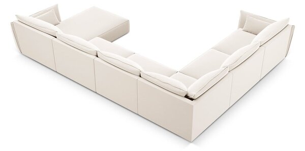 Bež baršunasti kutna garnitura (s lijevim kutom/u obliku slova "U") Vanda – Mazzini Sofas