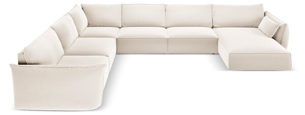 Bež baršunasti kutna garnitura (s lijevim kutom/u obliku slova "U") Vanda – Mazzini Sofas