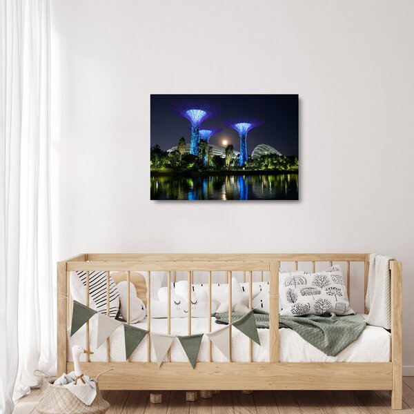 Staklena slika punog mjeseca u singapurskim vrtovima (70x50 cm)
