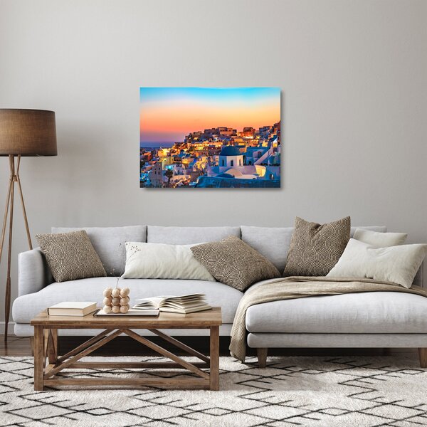 Staklena slika - Santorini u sumrak (70x50 cm)