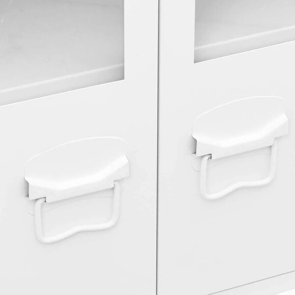 Komoda bijela 105 x 35 x 62 cm od metala i stakla - Bijela 1 Bijela