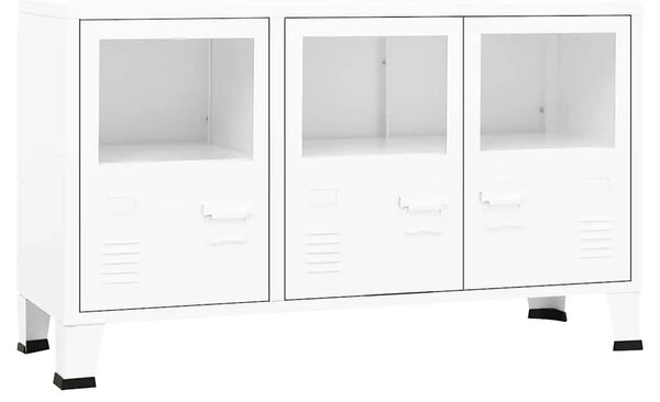 Komoda bijela 105 x 35 x 62 cm od metala i stakla - Bijela 1 Bijela