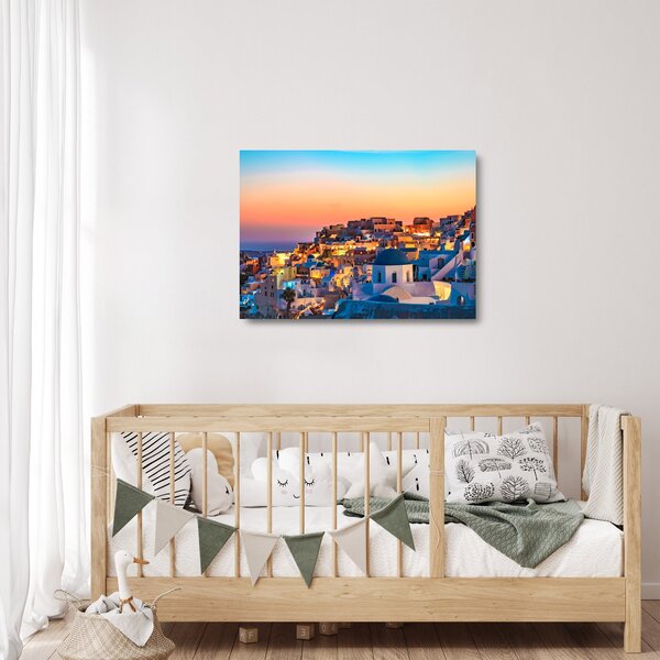 Staklena slika - Santorini u sumrak (70x50 cm)