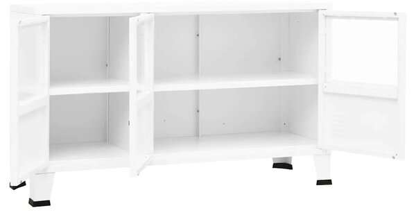 Komoda bijela 105 x 35 x 62 cm od metala i stakla - Bijela 1 Bijela