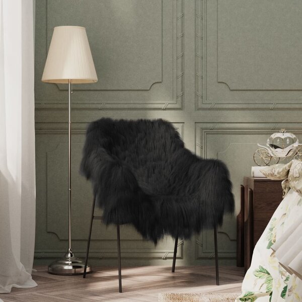 VidaXL Navlaka za stolicu od islandske ovčje kože crna 70 x 110 cm