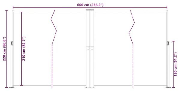 Uvlačiva bočna tenda krem 200 x 600 cm - Krema 200 x 600 cm 1 Krema