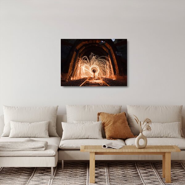 Staklena slika - Svjetlosni show na tračnicama (70x50 cm)