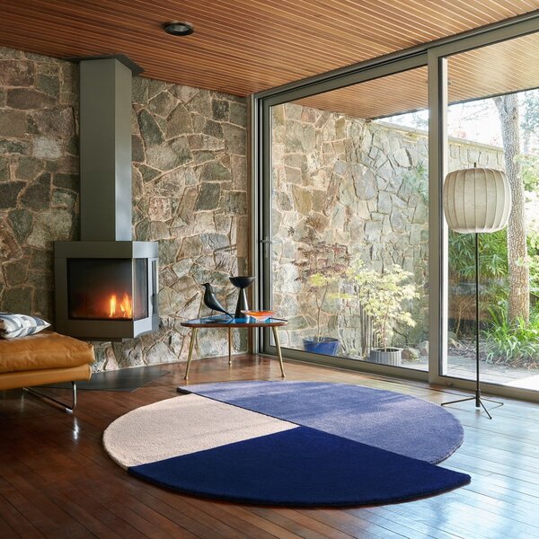 Plavi ručno rađen vunen okrugao tepih ø 150 cm Mia Segment – Flair Rugs