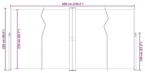 Uvlačiva bočna tenda smeđa 200 x 600 cm - Smeđa 200 x 600 cm 1 Smeđa