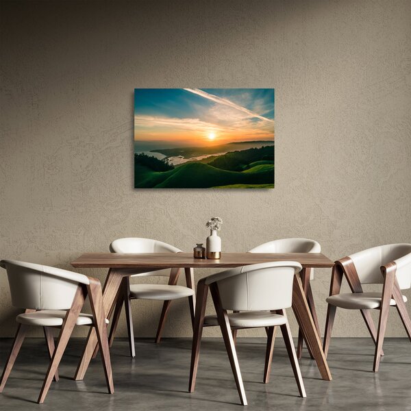 Staklena slika izlaska sunca nad morem (70x50 cm)