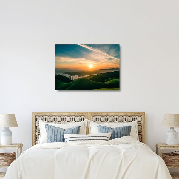 Staklena slika izlaska sunca nad morem (70x50 cm)