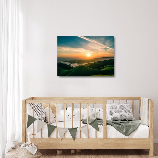 Staklena slika izlaska sunca nad morem (70x50 cm)