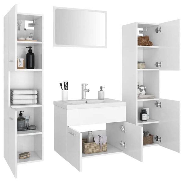 Set kupaonskog namještaja od konstruiranog drva bijeli - Bijela 60 x 38.5 x 46 cm 1 4