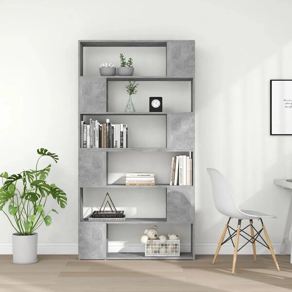 Ormarić za knjige / Paravan - Sobna pregrada boja betona 100x24x188 cm - Beton siva 1 Beton siva