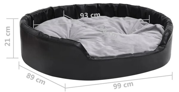 Krevet za pse crno-sivi 99 x 89 x 21 cm od pliša i umjetne kože - Siva 99 x 89 x 21 cm Siva 99 x 89 x 21 cm