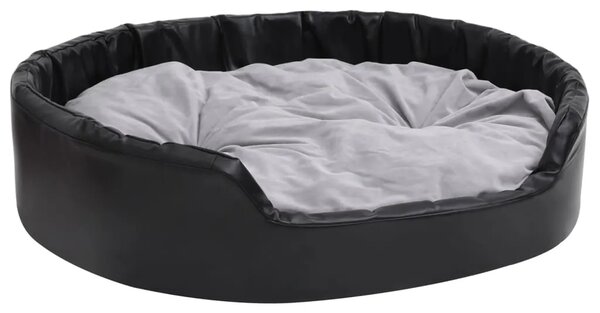 Krevet za pse crno-sivi 99 x 89 x 21 cm od pliša i umjetne kože - Siva 99 x 89 x 21 cm Siva 99 x 89 x 21 cm