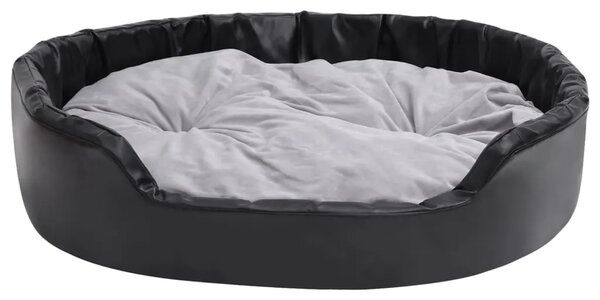 Krevet za pse crno-sivi 99 x 89 x 21 cm od pliša i umjetne kože - Siva 99 x 89 x 21 cm Siva 99 x 89 x 21 cm