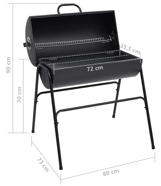 Roštilj s 2 rešetke za pečenje crni 80 x 95 x 90 cm čelični