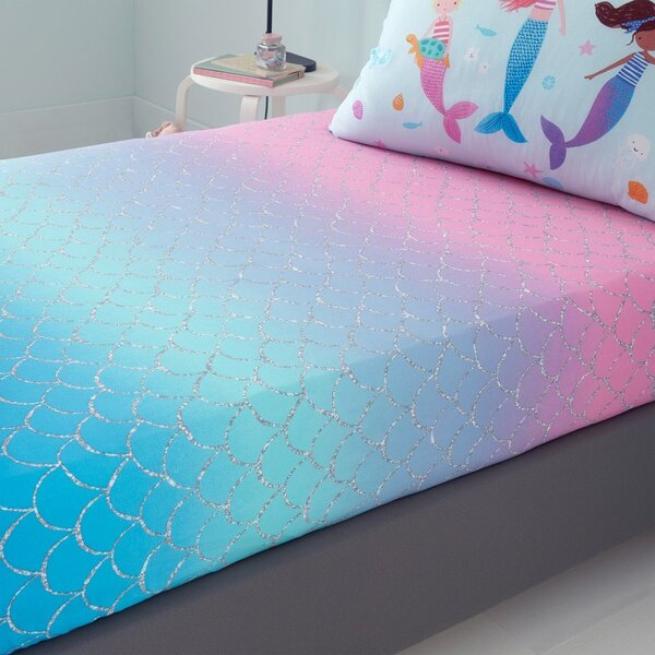 Ružičasta dječja plahta s gumom za krevet za jednu osobu 90x190 cm Mermaid – Catherine Lansfield