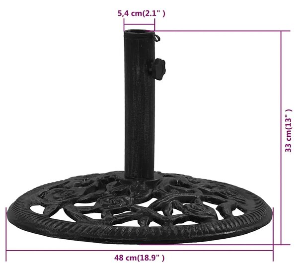 Stalak za suncobran crni 48 x 48 x 33 cm od lijevanog željeza - Crna 48 x 48 x 33 cm 1 Crna