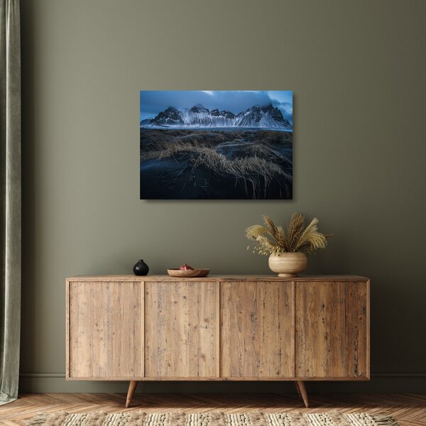 Staklena slika pogleda na islandske vrhove (70x50 cm)