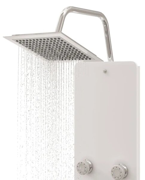 Tuš panel od stakla 25 x 47 5 x 130 cm bijeli - Bijela Bijela