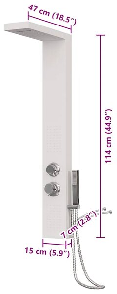 Tuš panel aluminijski bijeli - Bijela 15 x 47 x 114 cm Bijela 15 x 47 x 114 cm
