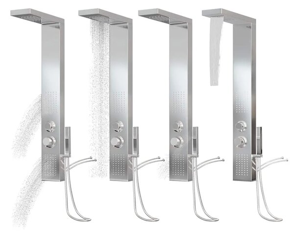Tuš panel od nehrđajućeg čelika četvrtasti - Srebrno 15 x 47 x 114 cm Srebrno 15 x 47 x 114 cm