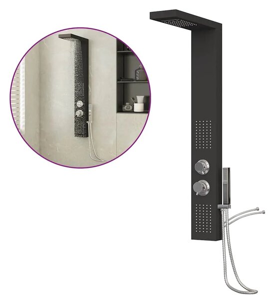 Tuš panel aluminijski crni - Crna 15 x 47 x 114 cm Crna 15 x 47 x 114 cm