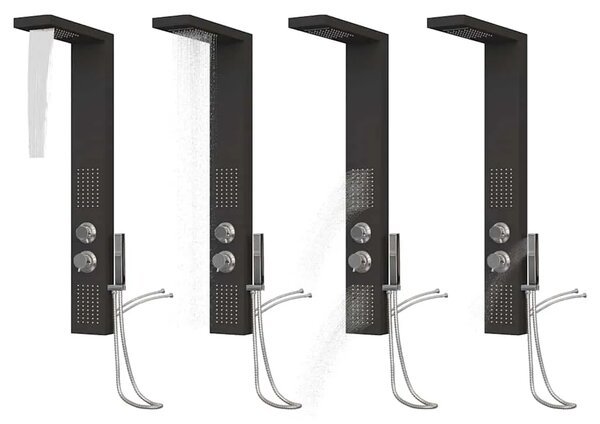 Tuš panel aluminijski crni - Crna 15 x 47 x 114 cm Crna 15 x 47 x 114 cm
