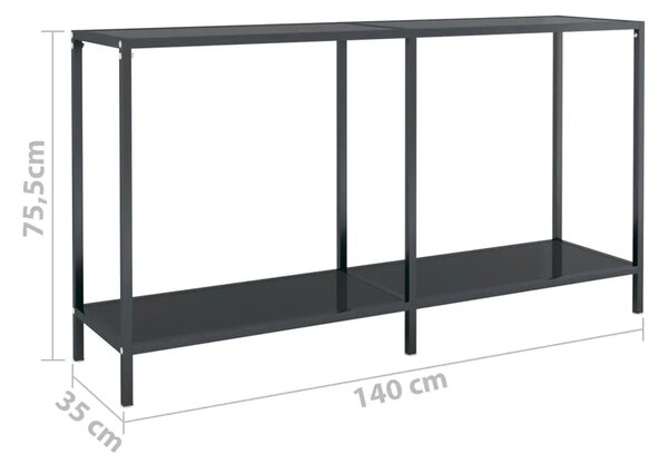 Konzolni stol crni 140 x 35 x 75 5 cm od kaljenog stakla - Crna 1 140 cm Crna